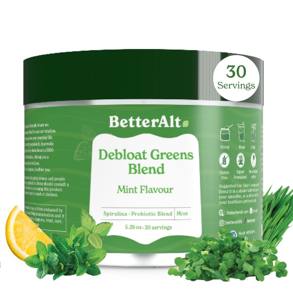 Daha iyi Alt Yeşiller Toz, Detox & Debloat, Spirulina, Moringa Toz, Buğdaygras, Pre & Probiyotikler, Anti-oksit Flavor, No Maltodextrin, 30 Hizmetler