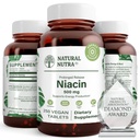Doğal Nutra Time-Release Slow Niacin 500 mg (Vitamin B3), Sağlıklı Cholesterol, Kariovasküler Sağlık, Cilt Hücrelerini Teşvik Fonksiyonlar, 250 Vegan Tabletler