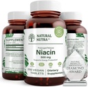 Natural Nutra Time-Release Slow Niacin 500mg (Vitamin B3), Υποστήριξη Υγιής Χοληστερόλη, Προάγει την Καρδιαγγειακή Υγεία, Προάγει τα Δερματικά Κύτταρα και Βελτιώνει τη Γνωστική Λειτουργία, 250 Vegan Tablets