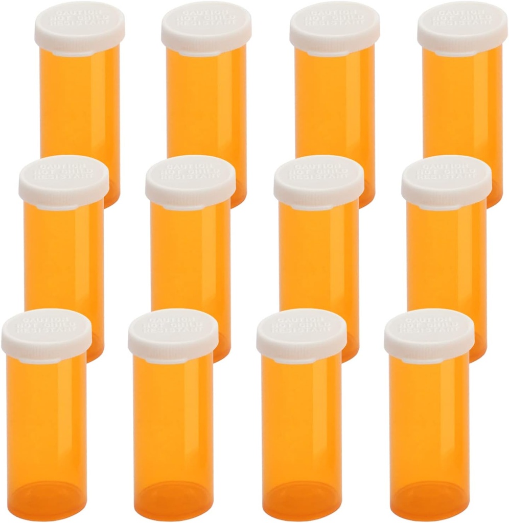 Easy Open Snap Caps ile Boş Plastik Şişeler (Çocuk Dayanıklı değil), Reçeteli İlaçlar Vials, Clear Konteynerler Pill Vakaları Organize (6 Dram, 12par)