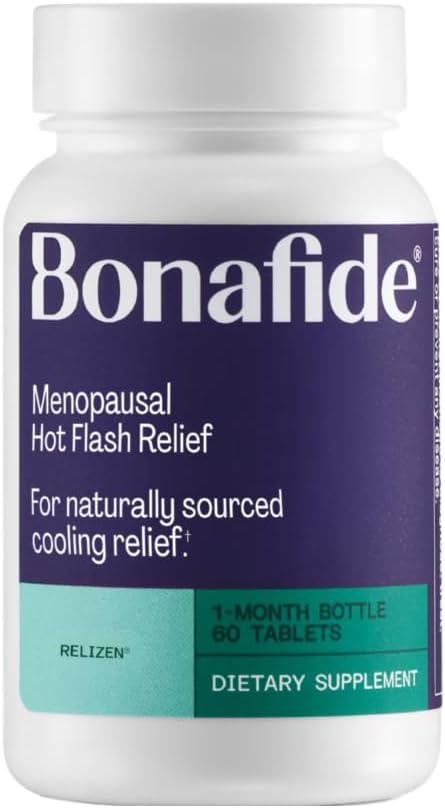 Relizen by Bonafide (στα Αγγλικά). Ανακούφιση από Εμμηνοπαυσιακές Καυτές Αναλαμπές & Νυχτερινές Ιδρώσεις. — 1- Μήνας Προμήθεια (60 δισκία)