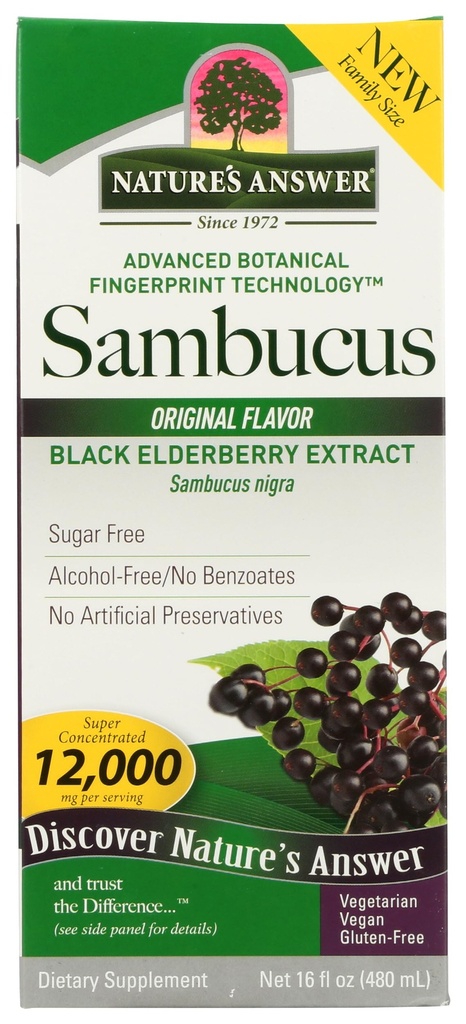 Nature's answer Sambucus Elderberry Syrup 16 Ounce | Great Tasting Immune Support Supplement | Antioxy, Vegan, Gluten Free, Made in USA | Single Count Count Count