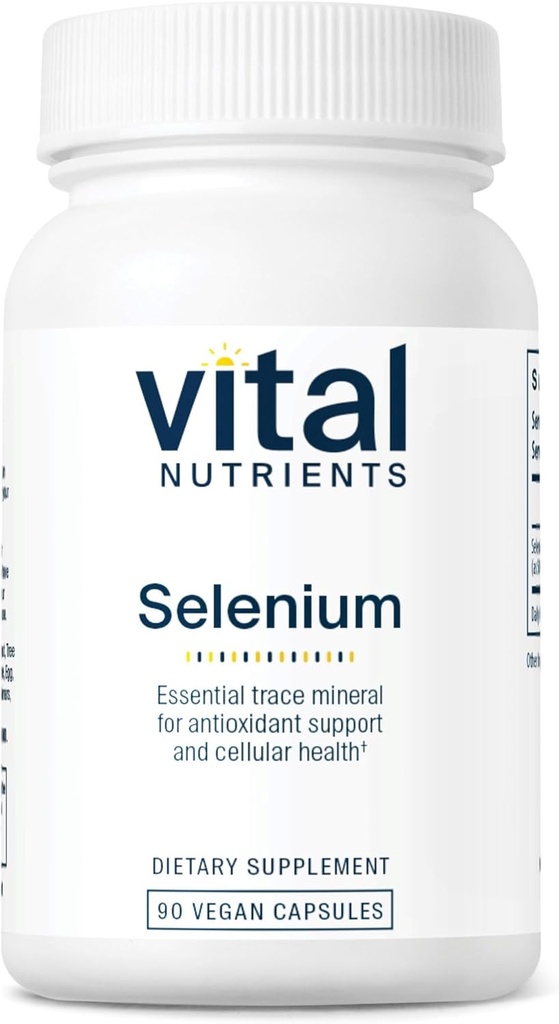Vital Nutrients - Selenium - Güçlü Antioksit Desteği - Şişe başına 90 Vejetaryen Capsules - 200 mcg