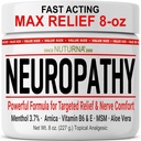 Neuropati Nerve Relief Cream - Foot Hands Legs Toes Back - Ultra Strength Menthol Arnica Aloe Vera MSM, Soothing Natural Nerve Comfort Relief, Super Large 8 oz
