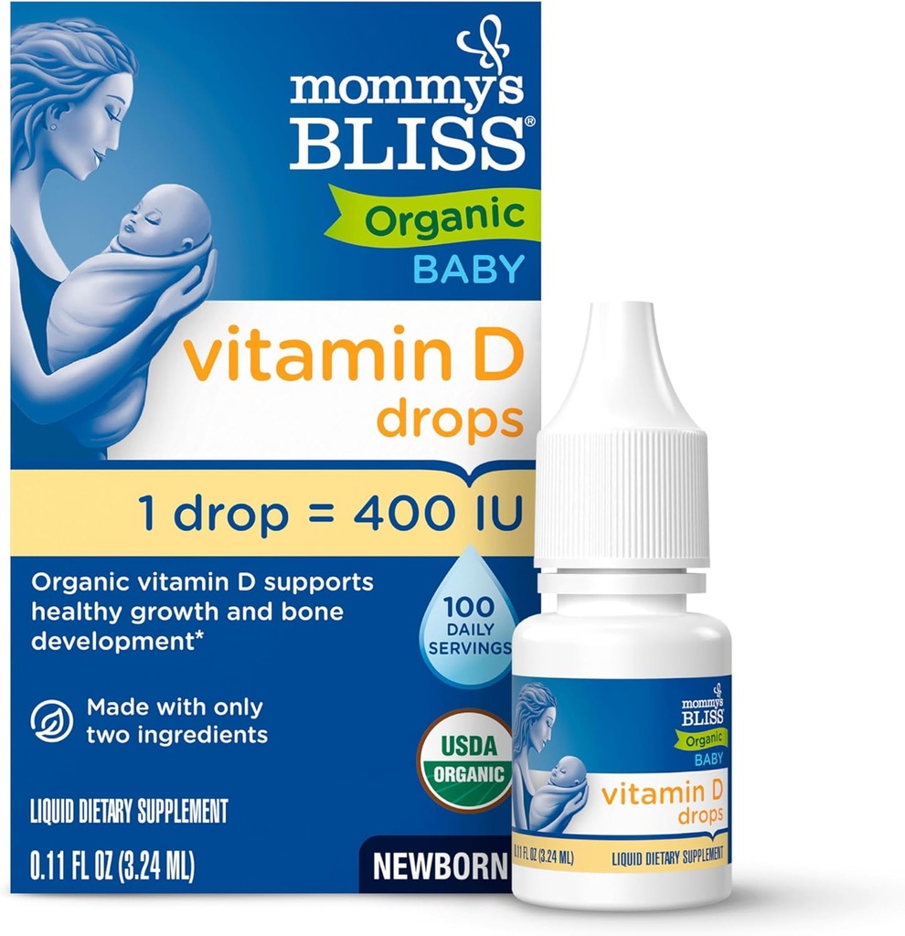 Anne'nin Bliss Organik Vitaminleri - Bebekler ve Yeni doğanlar - Büyüme ve Kemik Gelişimi - Kolay Kullanım - 400 IU Per Drop - 100 Günlük Hizmetler