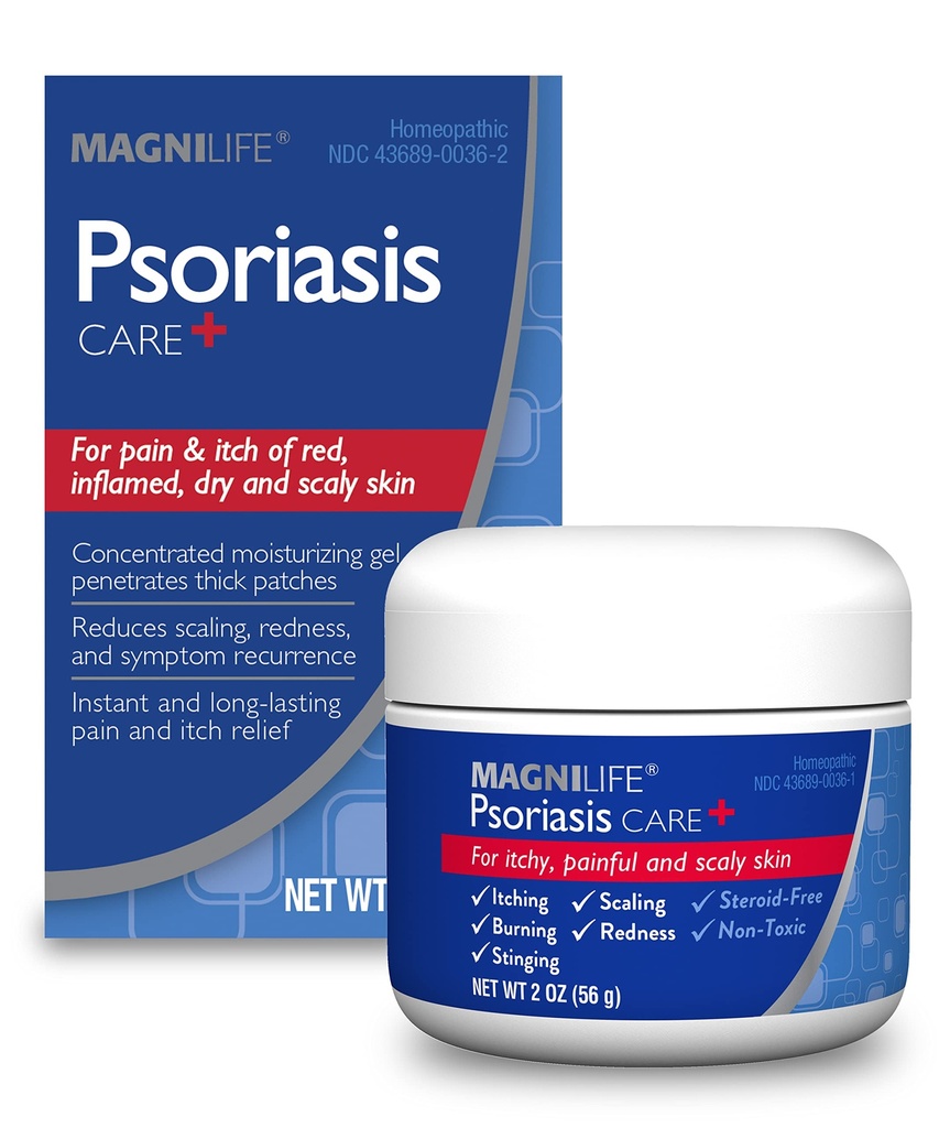 MagniLife Psoriasis Care+, Natural Itch and Pain Relief, Moisturization Βοηθά στη μείωση της ερυθρότητας, της κλιμάκωσης και της flaking στο σώμα & Scalp - μη-Toxic - 2oz