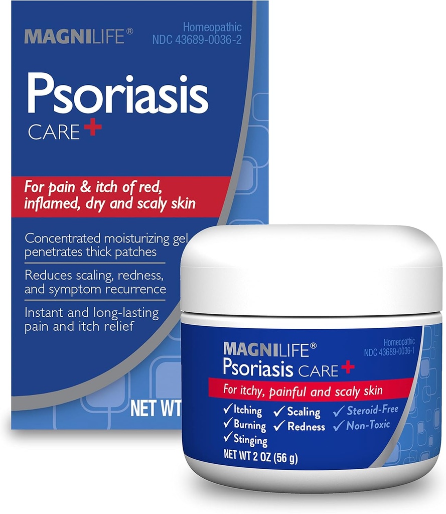 MagniLife Psoriasis Care+, Natural Itch ve Pain Relief, Moisturization Redness, Scaling ve Flaking on Body & Scalp - Unscented, Non-Toxic - 2oz