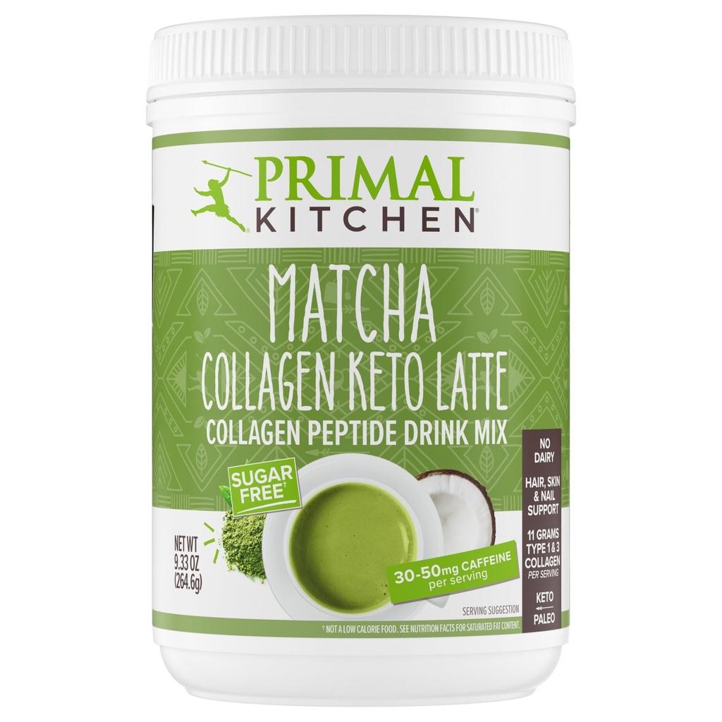 Primal Kitchen Matcha Collagen Keto Latte Toz, Sugar-Free Collagen,, 9.33 Ounces