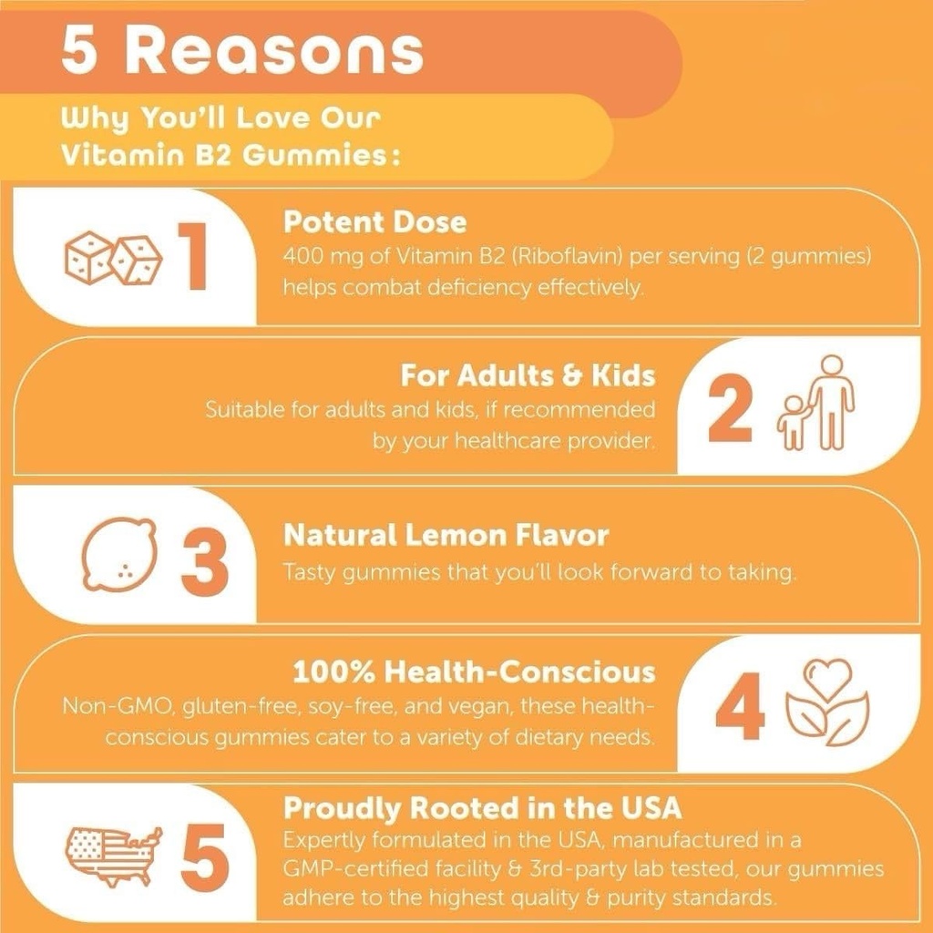 B-Vitamin Boost: B1 Thiamine 500 mg & B2 Riboflavin 400 mg Gummy Duo for Kids & Yetişkinler