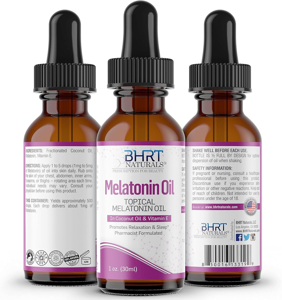 - Topical Liquid Melatonin Oil - Natural Sleep Aid -Esssential Oil Blends- Natural Melatonin - Uyku ve Rahatlamada Yardım -Alcohol & Gluten Free - Organik Melatonin for Yetişkinler (1 Şişe)
