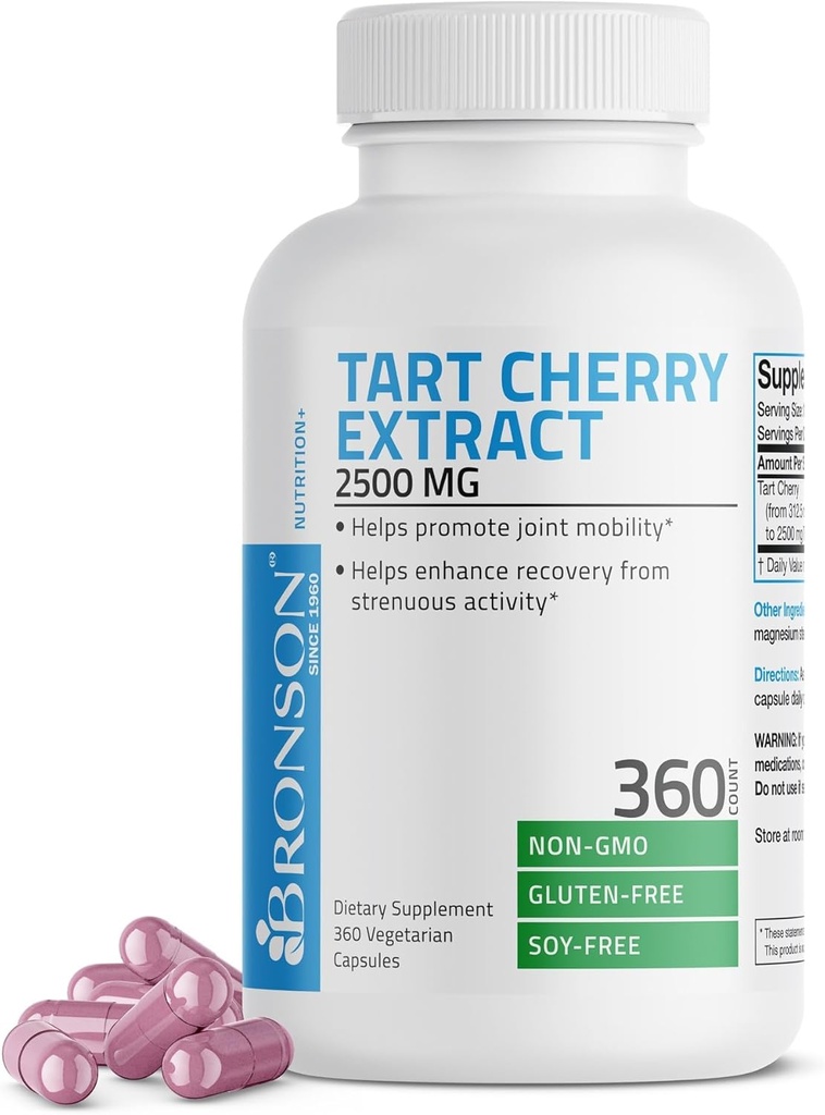 Bronson Tart Cherry, 2500 mg Vegetarian Capsules ile Antioksis ve Flavonoids Non-GMO, 360 Kont