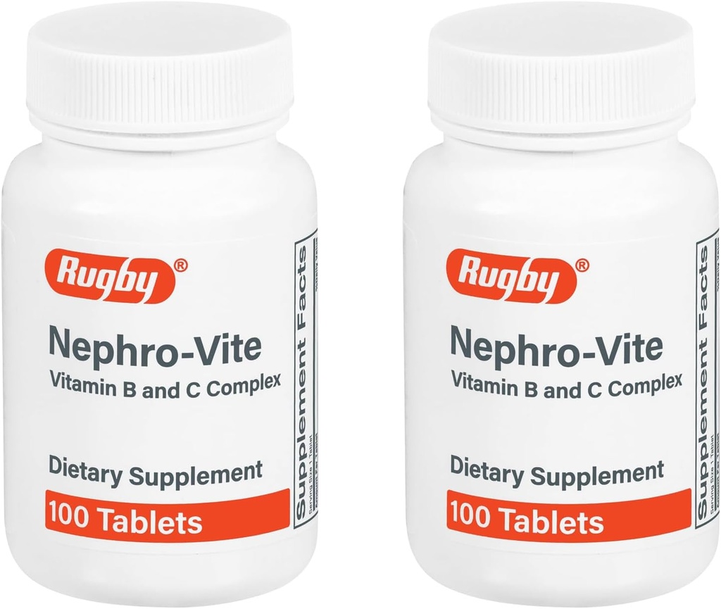 Rugby Nephro-Vite Vitamin B ve C Komplek Tabletleri - Diyet Supplement - 100 Count (2 Pack)