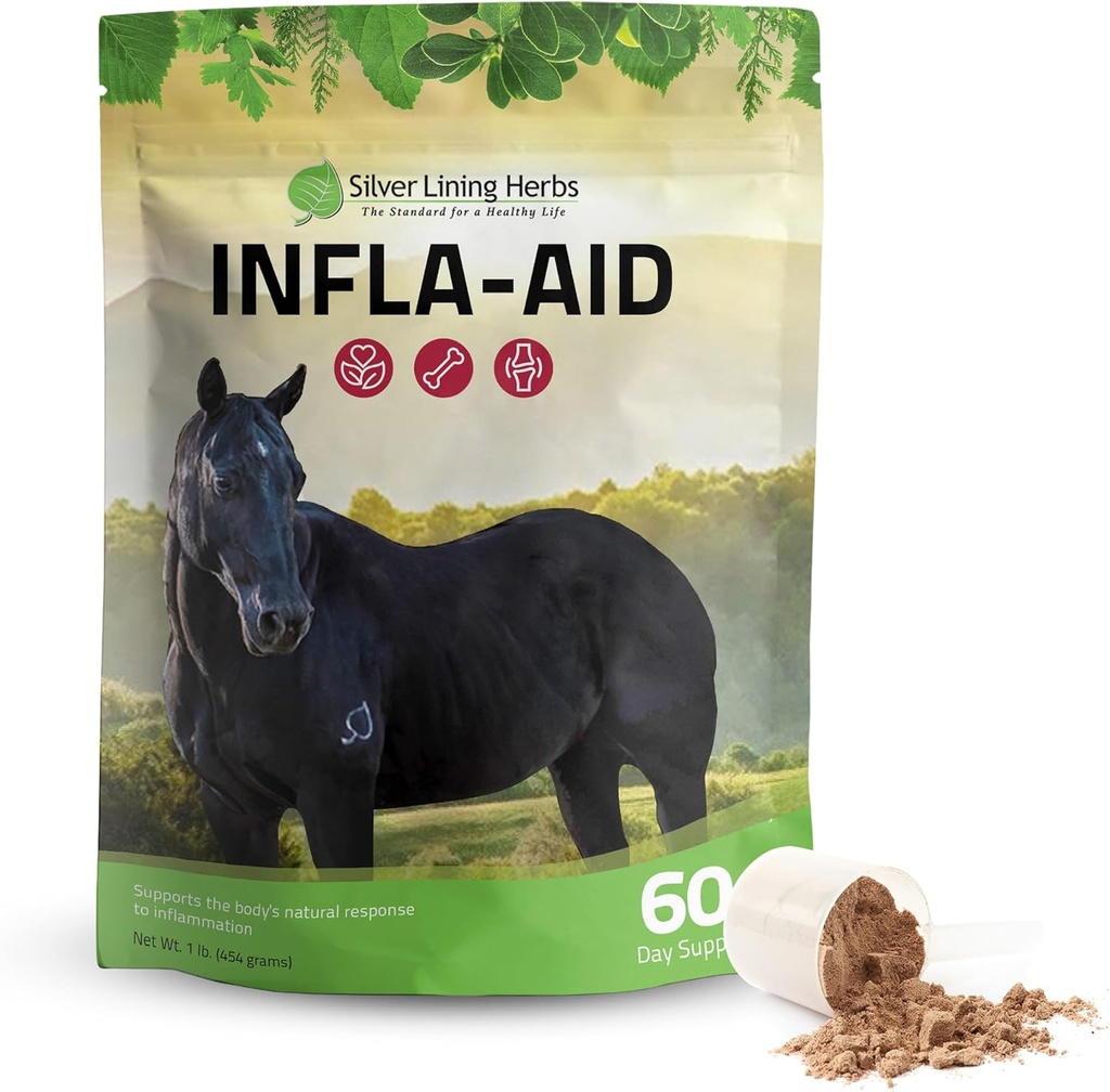 Silver Lining Herbs Infla-Aid for Horses – Natural Anti Inflammatory Supplement for Inflammation Relief – Supports Recovery, Comfort, and Mobility in Muscles, Tendons & Commons – 1 lb Bag (60 Hizmet)