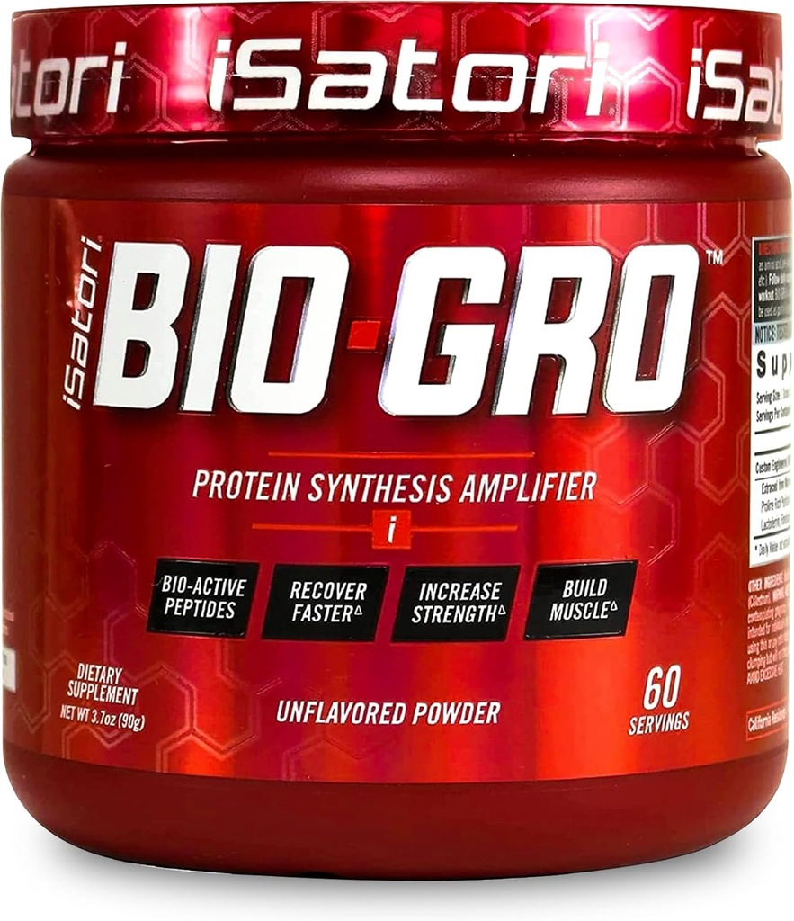 iSatori BIO-GRO Protein Synthesis Amplifier, Kas Kurtarma ve Büyüme için, Geliştirilmiş Stimulant Free Pre Workout & Colostrum Supplement with Bio-Active Peptides- Unflavored (60 Hizmet)