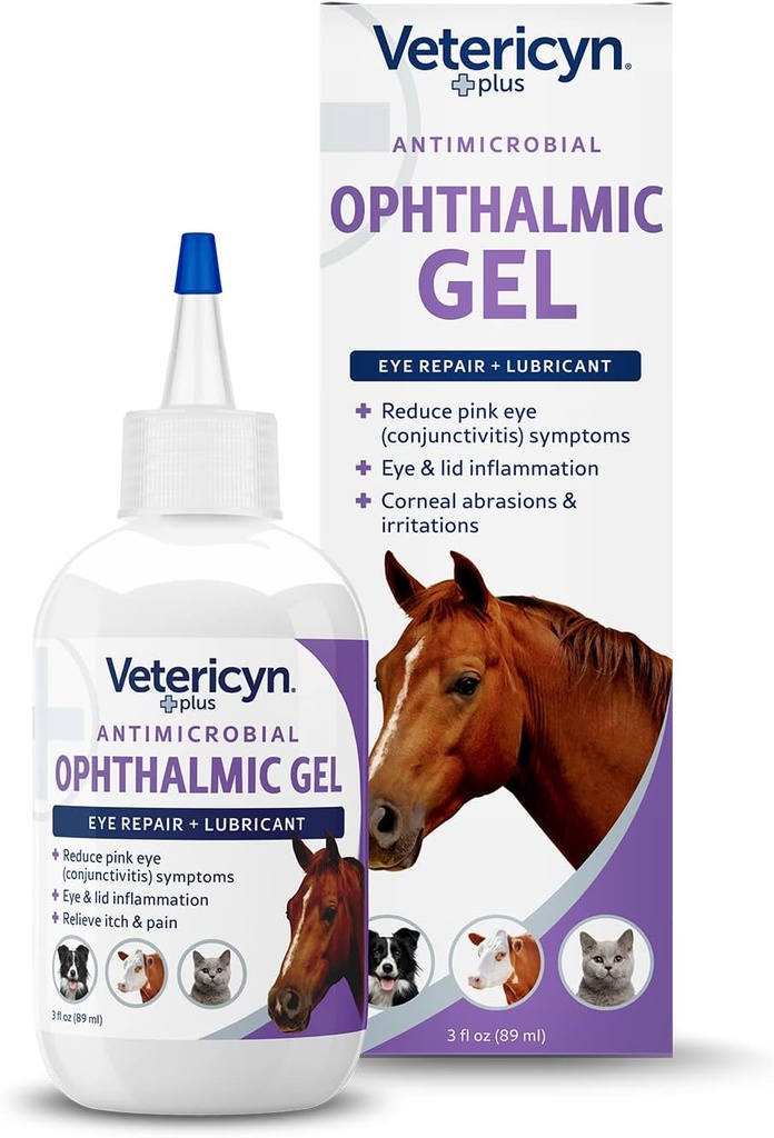 Vetericyn Plus Ophthalmic Eye Gel Atlar için | Eye Ointment Alternative to Lanee and Relieve Horse Eye Irritations, Safe for All Animal. 3 Yorum