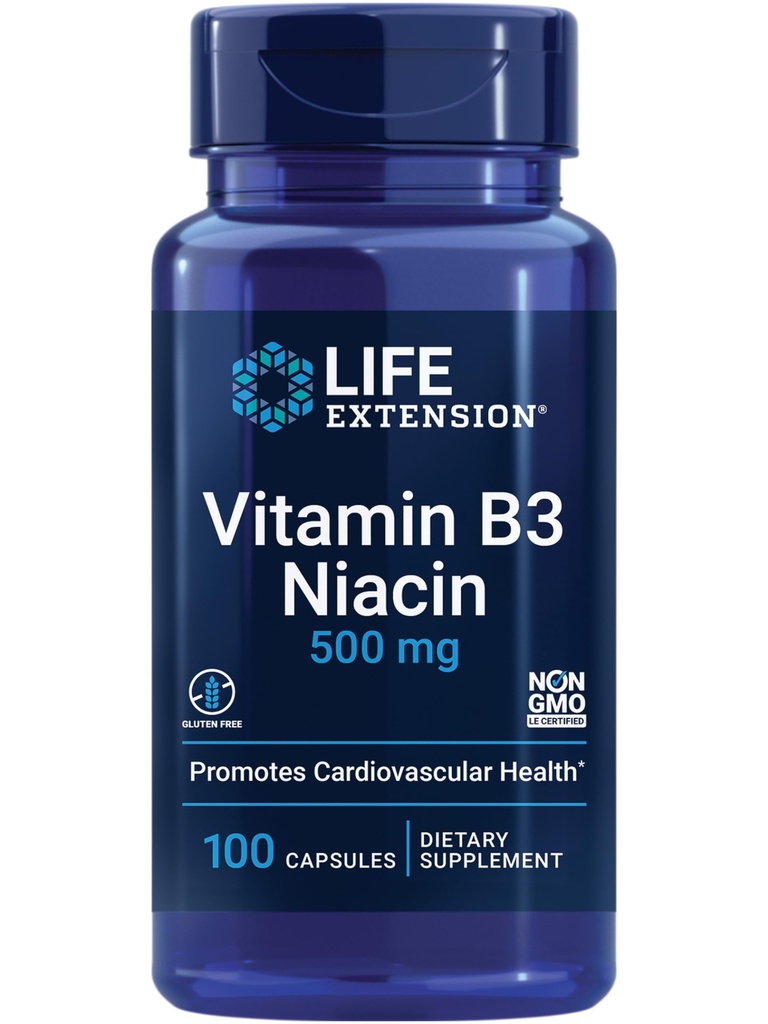 Hayat B3 Niacin, Heart Health, Cholesterol & Energy Support, Gluten-Free, Non-GMO, 100 Capsules