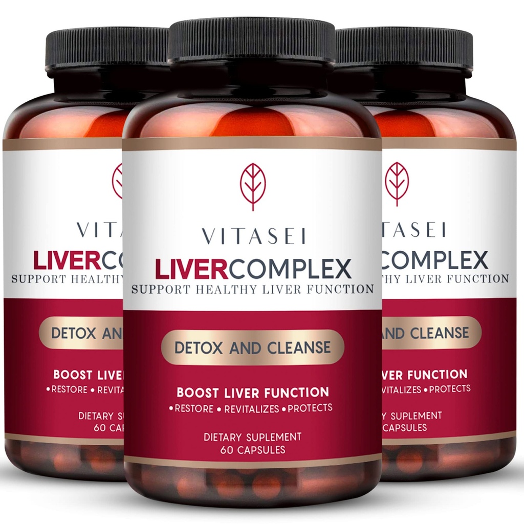 VITASEI Liver Cleanse Detox & Tamir, Liver Kompleksi W/Milk Butle Extract, Garcinia, Curcumin C3, Support Herbal Supplement, Detox Formula for Women & Men, 60 Capsule (Pack of 3)