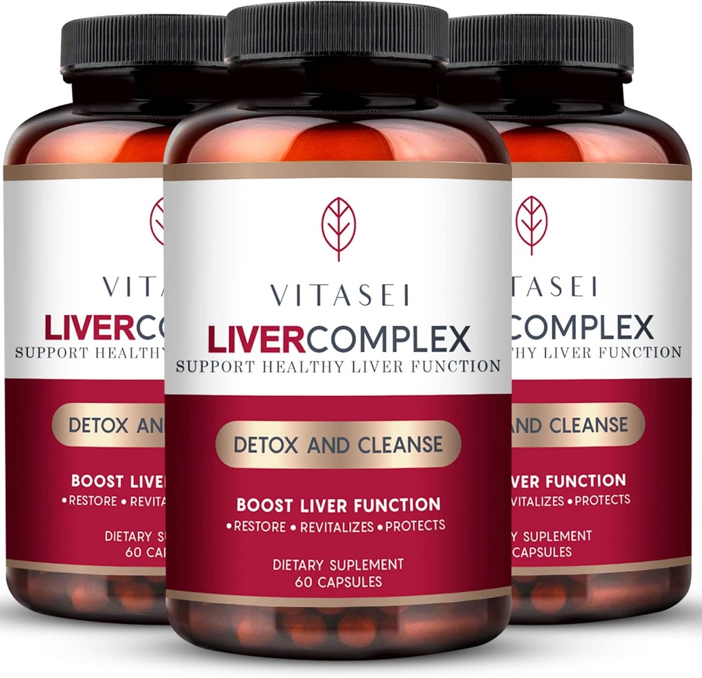 VITASEI Liver Cleanse Detox & Tamir, Liver Kompleksi W/Milk Butle Extract, Garcinia, Curcumin C3, Support Herbal Supplement, Detox Formula for Women & Men, 60 Capsule (Pack of 3)