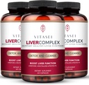 VITASEI Liver Cleanse Detox & Repair, Liver Complex W/Milk Thistle Extract, Garcinia, Curcumin C3, συμπλήρωμα βοτάνων υποστήριξης, Detox Formula για γυναίκες & άνδρες, 60 κάψουλες (πακέτο των 3)