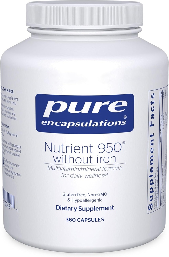 Pure Encapsulations Nutrient 950 Without Iron | Supplement to Support Cardiovascular, Immune, and Cellular Health, Bones, Hormon Metabolism, and Carbohidrat Utilization* | 360 Capsules