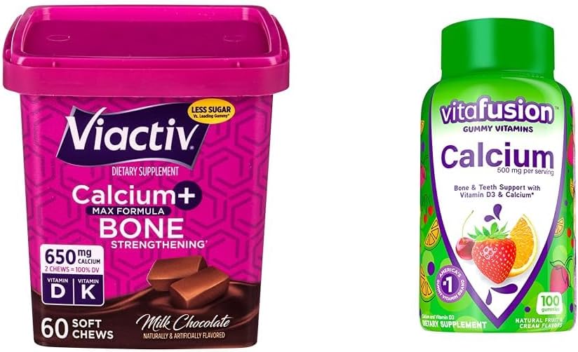 Viactivdis Chews 60 Kont & vitafüzyondis Gummy Vitamins 100 Count - Bone & Dental Supports for Bone & Teeth Support