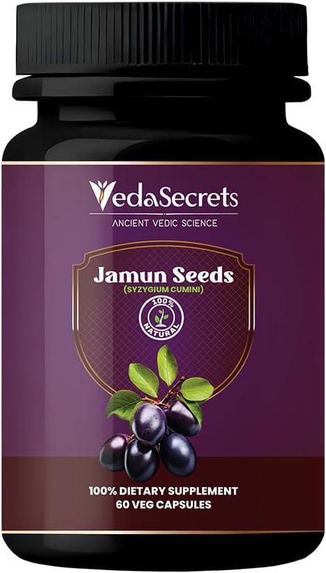 Jamun (Blackbarry) Capsules 60 Kont | Syzygium Cumini | %100 Doğal Jamun Tohum Tozu | Herbal Supplement | Ayurvedic Beslenme | Digestive & Wellness Support