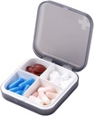 Φορητό Pill Organizer - Slim Pill Box για την τσάντα ή τα ταξίδια, Compact Pill Υπόθεση (4 διαμέρισμα, Gray)