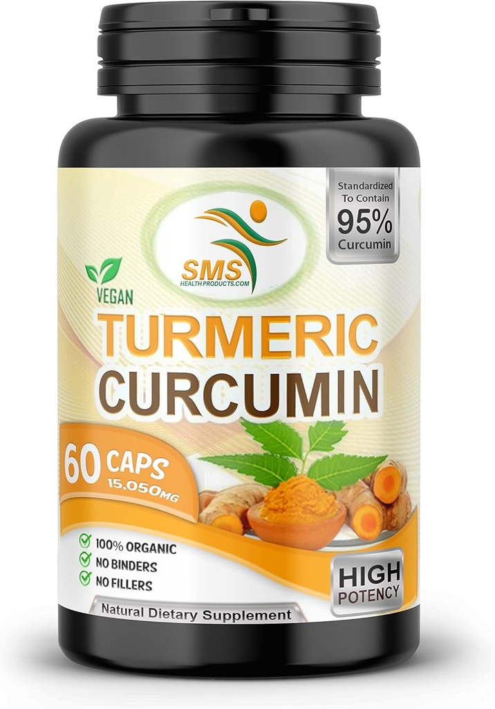 Pure Turmeric Curcumin 1000 mg Black Pepper Extract 95% CURCUMINOIDS,Non GMO, Increased Absorption, Gluten Free, 500mg 60 Veggie Capsules