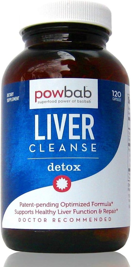 powbab Liver Cleanse Detox. #1 Patent-Pending Optimized Tamir Formula. Liver Md Focus Research with Organic Baobab, Beet Root Toz ve Cut. Beats Milk Butle Silymarin & Dandelion (120 kapsül)