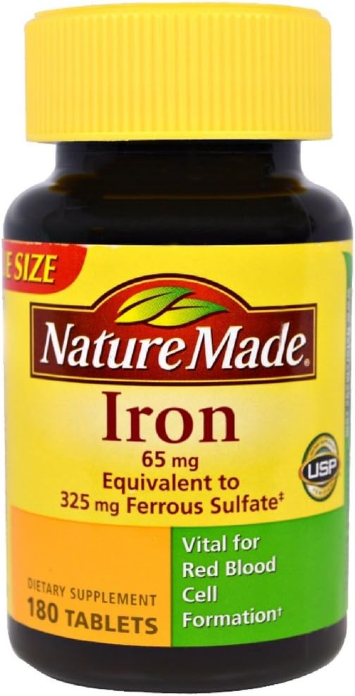 Nature Made Iron 65 mg Tabletleri 180 ea (Pack of 3)