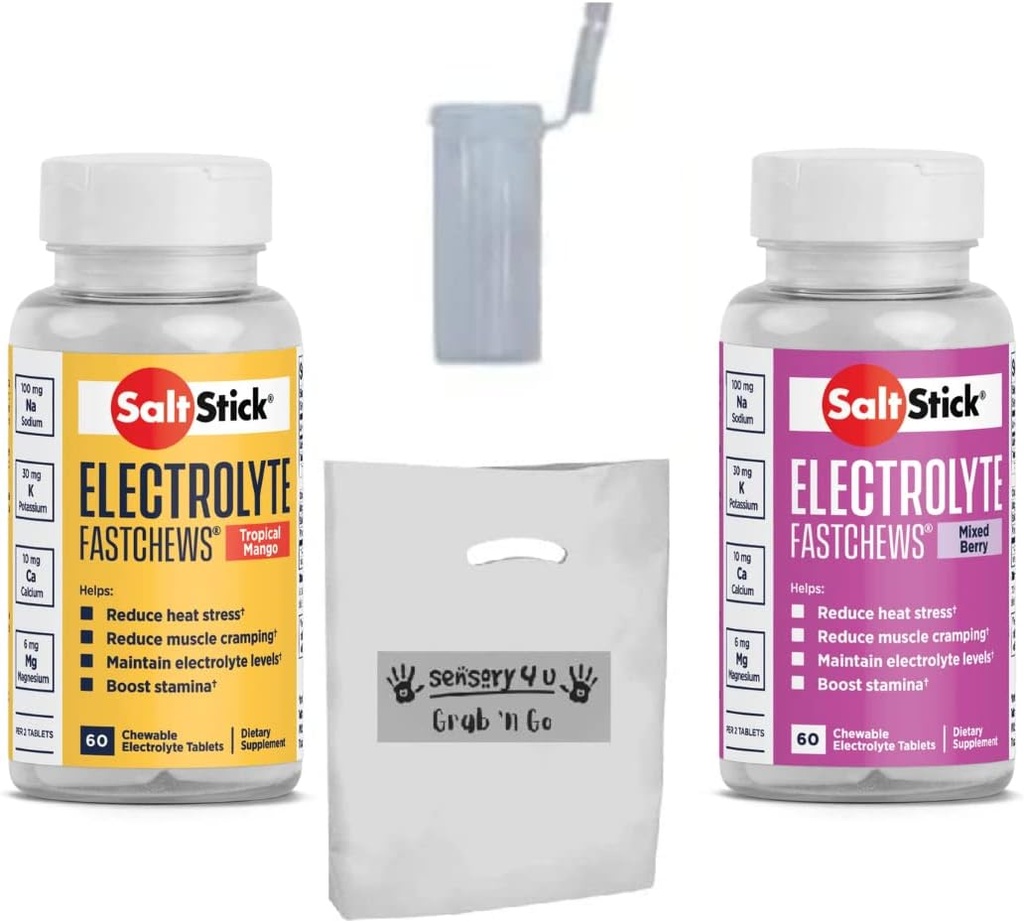 SENSORY4U Grab & Go Gift Set - SaltStick GERCHEWS Çeşitlilik 2Pack - Yarış Hazır Tube ile 60 Kat Şişeleri