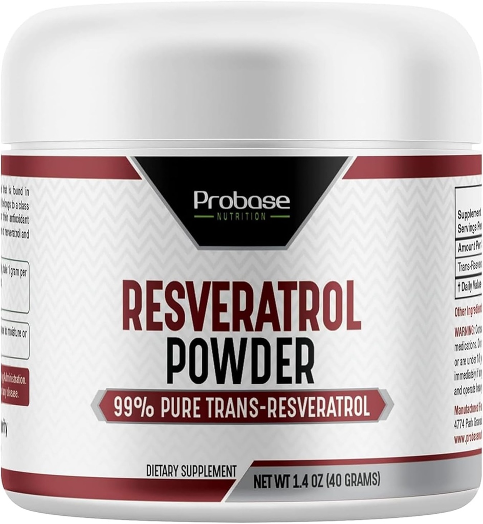 Probase Διατροφή Trans Resveratrol συμπλήρωμα, υψηλής καθαρότητας Resveratrol σκόνη για την υποστήριξη της ηλικίας, 40-ημέρα προσφοράς, 40 γραμμάρια