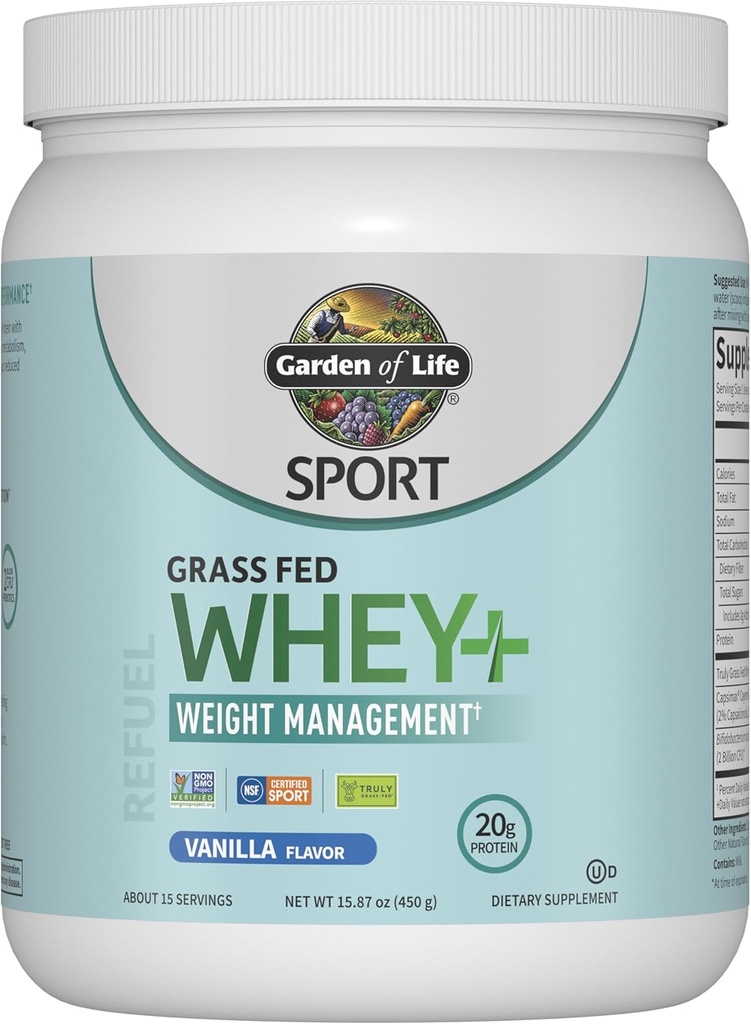 Life Sport Whey Plus Kilo Management with Bolt Energy - 20g of Grass Fed Protein Isolate for Women and Men - Vanilla Toz - Capsimax, 2 Milyar CFU Probiyotiks, About 15 Serviss