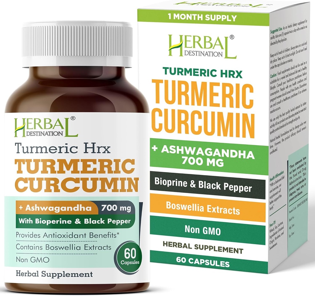 Turmeric Supplement Hrx- Immune Supplement, Metabolism ATM Ortak Destek Supplement with Turmeric Curcumin, Boswellia, Curcuma & Black Pepper Extract - 60 Capsulesm