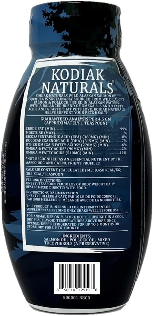 8oz Wild Alaskan Salmon Oil Formula for Dogs & Cats, EPA ve DHA'nın Vahşi Balık Yağlarının Dengeli Bir Ölçeği. Skin & Coat için destek, Ortaklar ve Immune Health