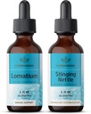 HERBAMAMA Herbal Liquid Drops Kit - Lomatium Root Extract ve Sting Nettle Tincture 2 fl oz - Vegan, Non-GMO, Sugar & Alkol-Free - 2 Pack