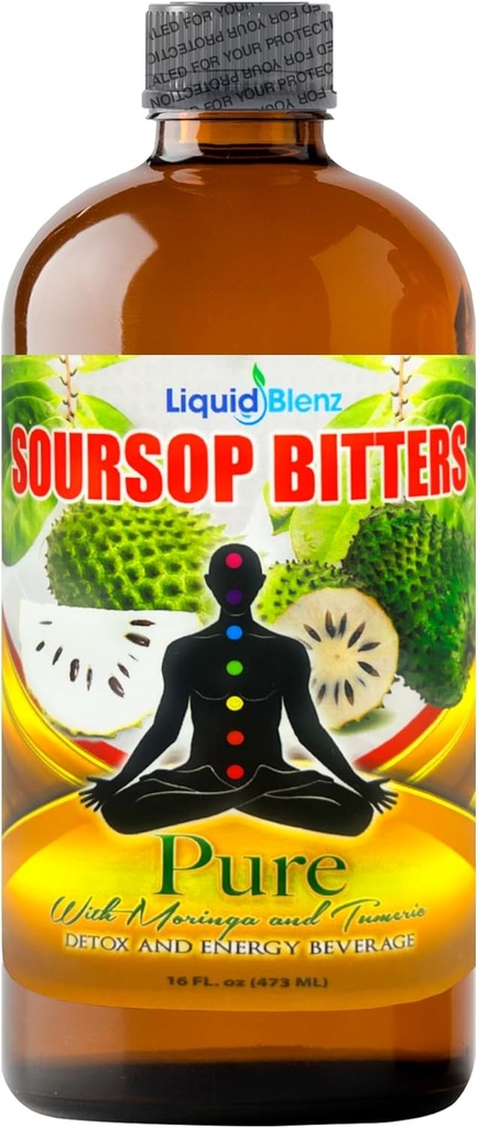 Blenz Pure Soursop Bitters with Moringa & Turmeric | Herbal Detox & Natural Energy Support | 16 fl oz