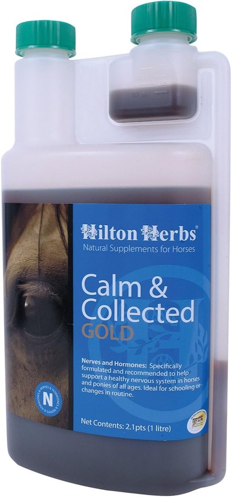 Hilton Herbs Calm ve Nervous/Agitated Horses için Gold Liquid Herbal Supplement topladı, 2.1pt Şişe
