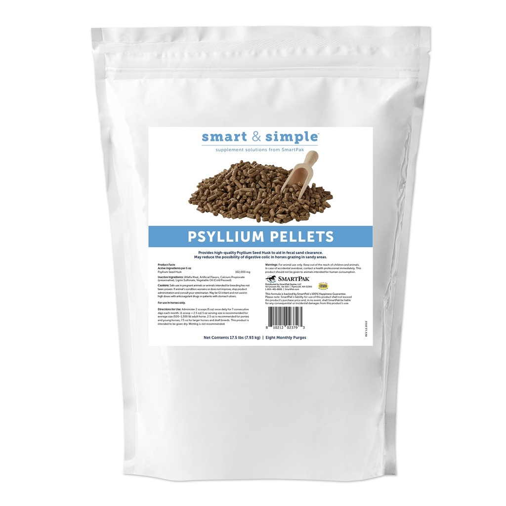 Atlar için Akıllı ve Basit Psikiyatrikler | Equine Digestive Wellness Desteği için Psyllium Husk Fiber Supplement | Apple- Banana Flavored | 8 Aylık Purges | 17.5 lb Bag Bag