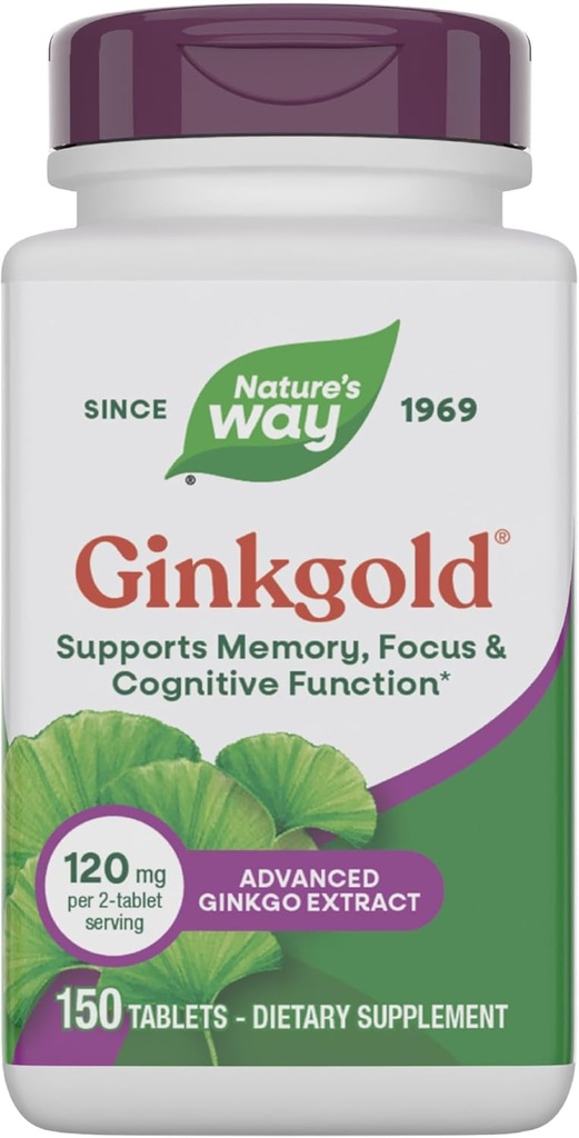 Τρόπος της φύσης Ginkgold Advanced Ginkgo εκχύλισμα, υποστηρίζει μνήμη, εστίαση & Γνωστική λειτουργία*, εκχύλισμα Ginkgo Biloba, 150 δισκία (συσκευασία Μαΐου Vary)