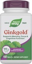 Nature's Way Ginkgold Advanced Ginkgo Extract, Supports Memory, Focus & Cognitive Function*, Ginkgo Biloba Extract, 150 Tablet (Pazar Mayıs Vary)