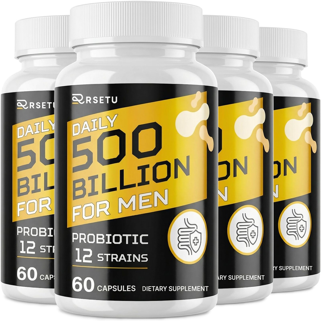 Erkekler için probiyotikler, 500 Milyar CFUs & 12 Strains Mens Probiyotik with Turmeric Cranberry, Cut, Gut Health for Men, For Digestive Health, Gut, Bloating & Gas, Immune, Energy Support, 120-Day Supply