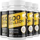 Erkekler için probiyotikler, 500 Milyar CFUs & 12 Strains Mens Probiyotik with Turmeric Cranberry, Cut, Gut Health for Men, For Digestive Health, Gut, Bloating & Gas, Immune, Energy Support, 120-Day Supply