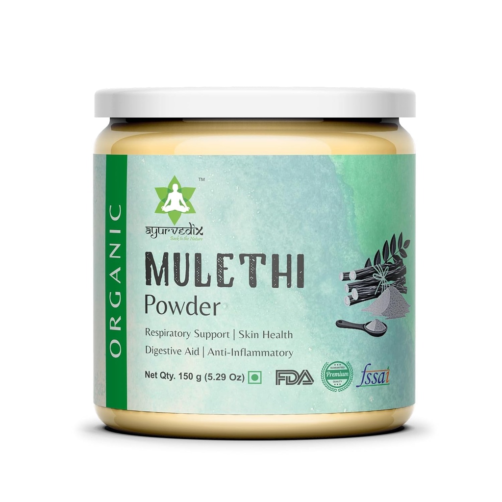 Organik Licorice Root Toz Mulethi Toz, Sağlıklı Stomach Lining ve Digestive Tract - Non GMO, Gluten Free- Glycyrrhiza Glabra - 150gm / 5.29oz