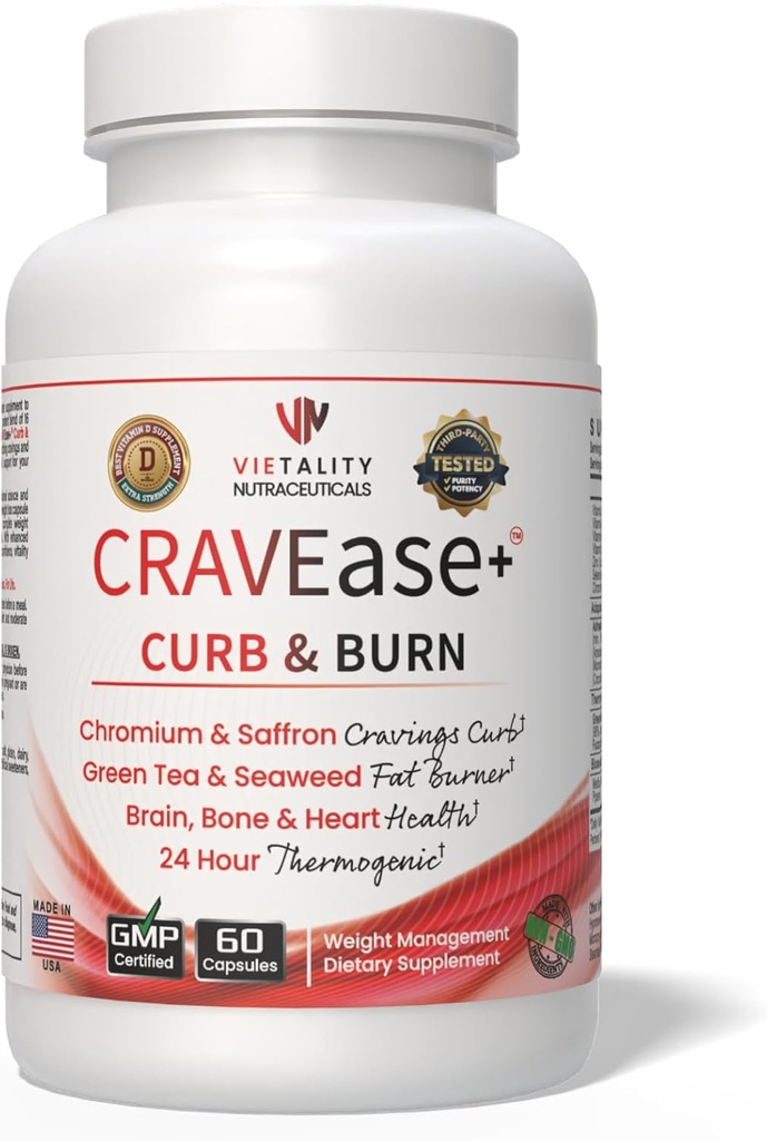 CRAVEase+TM Curb & Burn | Multitask Your Kilo Kaybı | Lose Up to 4X More Fat | Klinik, Science-Backed Formula | Metabolism Boost | Appetite Rez Kompleks | No Pain/Taste Diyet Pill | Erkekler / Kadın / Kadın