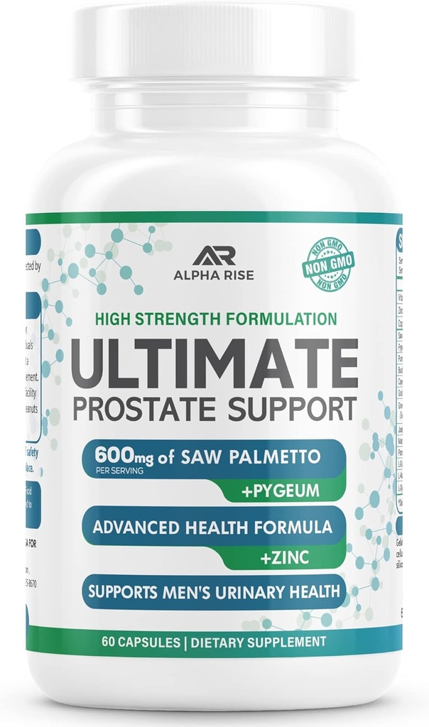 Erkekler için en iyi devlet desteği Sağlık Supplement - 600 mg Saw Palmetto 300 mg Pygeum - 16 Herbs + çinko - Enlarged Prostate & Stop Frequent Urination - 60 Capsules