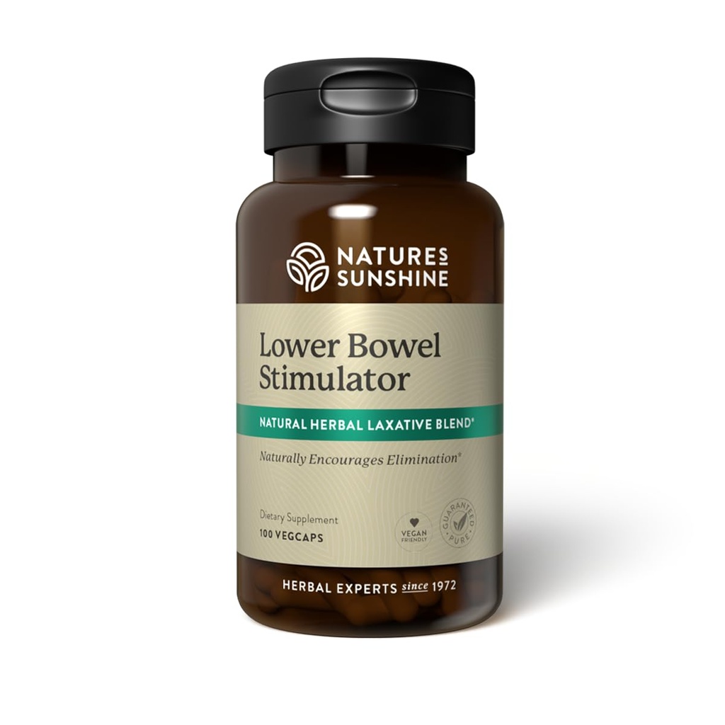 Nature's Sunshine Lower Bowel Stimulator - Relieve Constipation - Cleanse & Detox Your Colon with Natural Herbal Malzemeler - 25 Hizmet - 100 Vegcaps