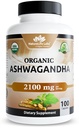 NaturaLife Labs Organik Ashwagandha 2100 mg hizmet başına – Root Toz & Extract – 100 Capsules – Vegan, Non-GMO, Gluten-Free Free-GMO, Gluten-Free Free