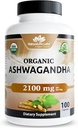 NaturaLife Labs Organik Ashwagandha 2100 mg hizmet başına – Root Toz & Extract – 100 Capsules – Vegan, Non-GMO, Gluten-Free Free-GMO, Gluten-Free Free