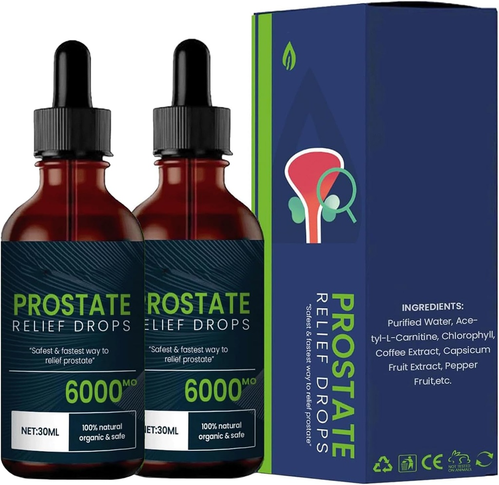 Prostate treatment drops - Prostate Relief Drops, Prostate Natural Herbal Drops, DHT Blocker Urinary Health & Prostate συμπλήρωμα υποστήριξης για την υγεία των ανδρών (2pcs)